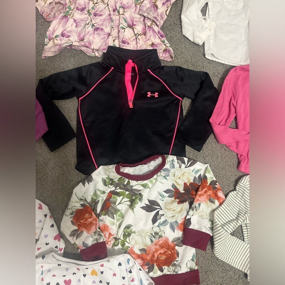 Set of 10 girls/ toddler/ 2T Winter long sleeve, Sweatshirt/ Zip-up shirt lot - Picture 5 of 8